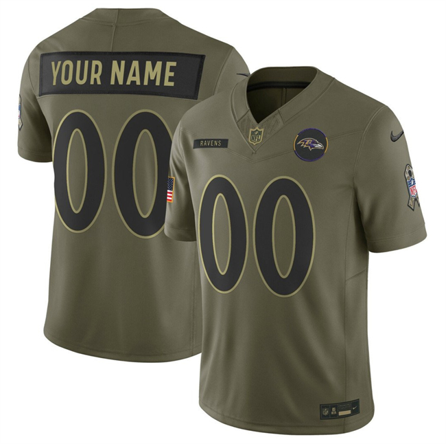 Personalized Men’s Baltimore Ravens Active Player Olive 2025 F.U.S.E. Salute to Service Limited Football Jersey
