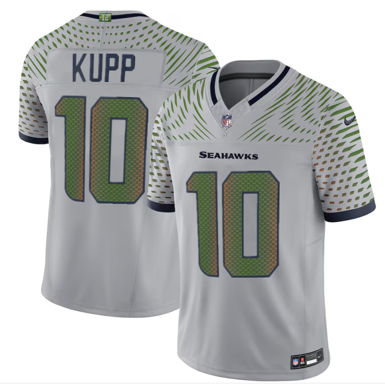 Personalized Men’s Seattle Seahawks #10 Cooper Kupp Grey 2025 F.U.S.E. Rivalries Untouchable Limited Stitched Football Jersey