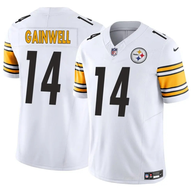 Personalized Men’s Pittsburgh Steelers #14 Kenneth Gainwell White 2025 F.U.S.E. Limited Stitched Football Jersey