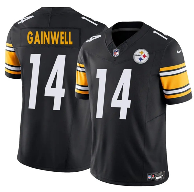 Personalized Men’s Pittsburgh Steelers #14 Kenneth Gainwell Black 2025 F.U.S.E. Untouchable Limited Stitched Jersey