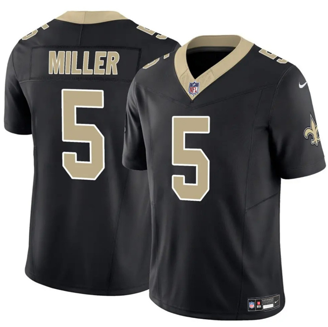 Personalized Men’s New Orleans Saints #5 Kendre Miller Black 2025 F.U.S.E Limited Stitched Football Jersey