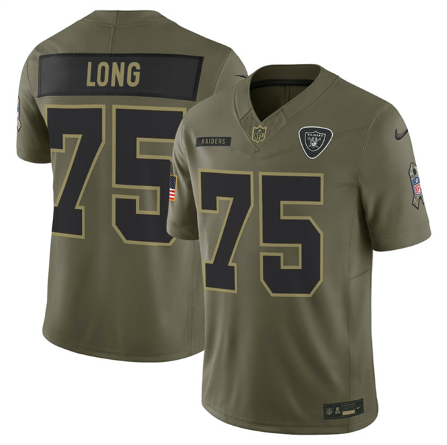 Personalized Men’s Las Vegas Raiders #75 Howie Long Olive 2025 F.U.S.E. Salute to Service Limited Stitched Football Jersey