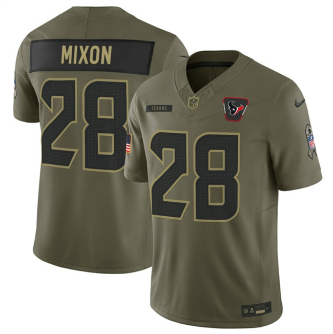 Personalized Men’s Houston Texans #28 Joe Mixon Olive 2025 F.U.S.E. Salute to Service Limited Stitched Football Jersey