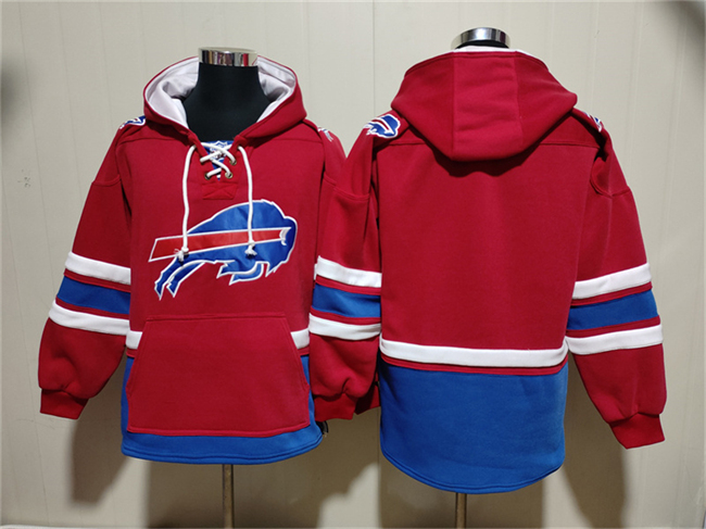 Personalized Men’s Buffalo Bills Blank Red Ageless Must-Have Lace-Up Pullover Hoodie
