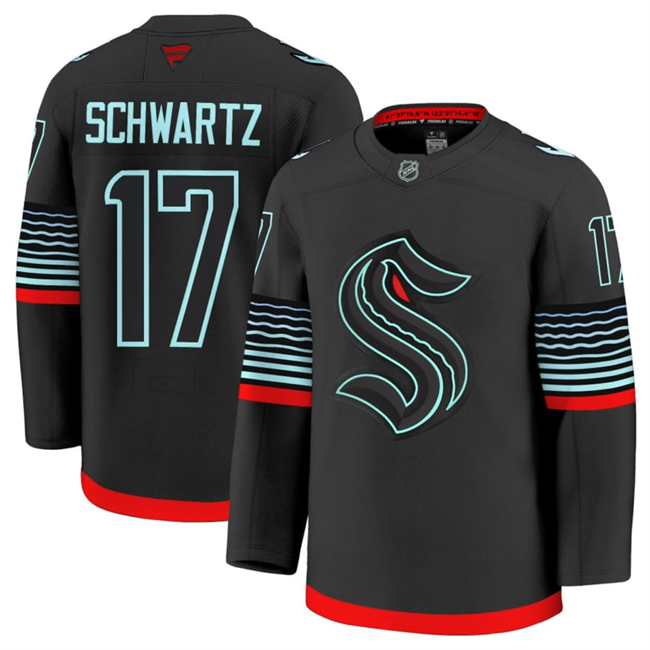 Personalized Men’s Seattle Kraken #17 Jaden Schwartz Black Alternate Stitched Hockey Jersey