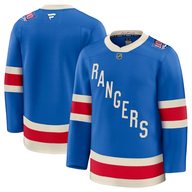 Personalized Men’s New York Rangers Blank Blue Centennial Stitched Hockey Jersey