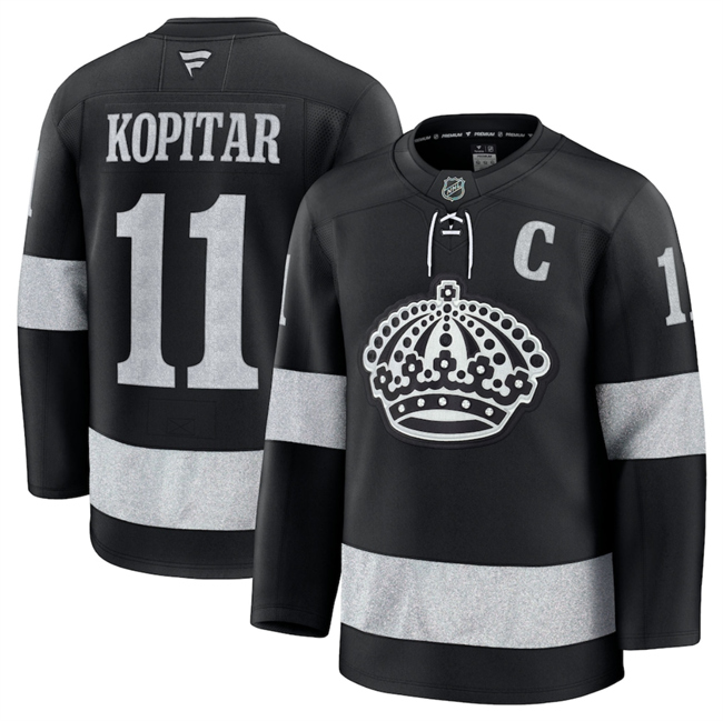 Personalized Men’s Los Angeles Kings #11 Anze Kopitar Black Alternate Stitched Hockey Jersey