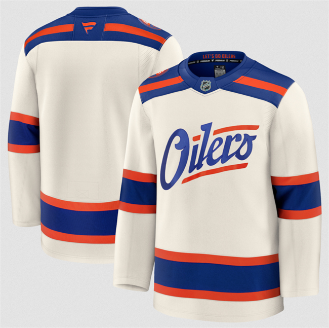 Personalized Men’s Edmonton Oilers Blank Light Beige Alternate Stitched Hockey Jersey