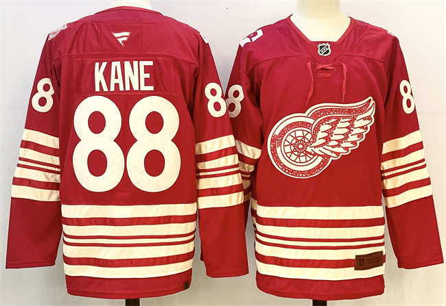Personalized Men’s Detroit Red Wings #88 Patrick Kane Red 2025-26 Centennial Premium Stitched Hockey Jersey