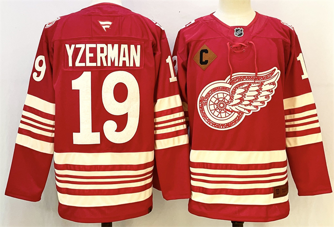 Personalized Men’s Detroit Red Wings #19 Steve Yzerman Red 2025-26 With C Patch Centennial Premium Stitched Hockey Jersey