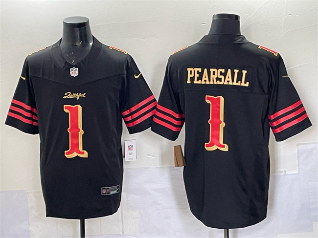 Personalized Youth San Francisco 49ers #1 Ricky Pearsall Black 2025 F.U.S.E. Rivalries Limited Stitched Football Jersey