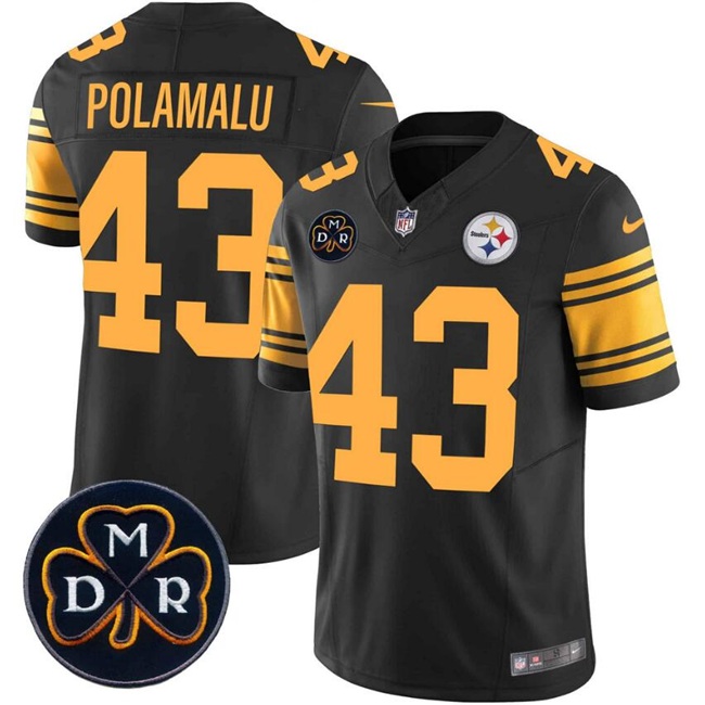 Personalized Men’s Pittsburgh Steelers #43 Troy Polamalu Black F.U.S.E. DMR Patch Limited Stitched Jersey
