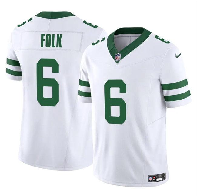 Personalized Men’s New York Jets #6 Nick Folk White 2025 F.U.S.E. Untouchable Limited Stitched Jersey
