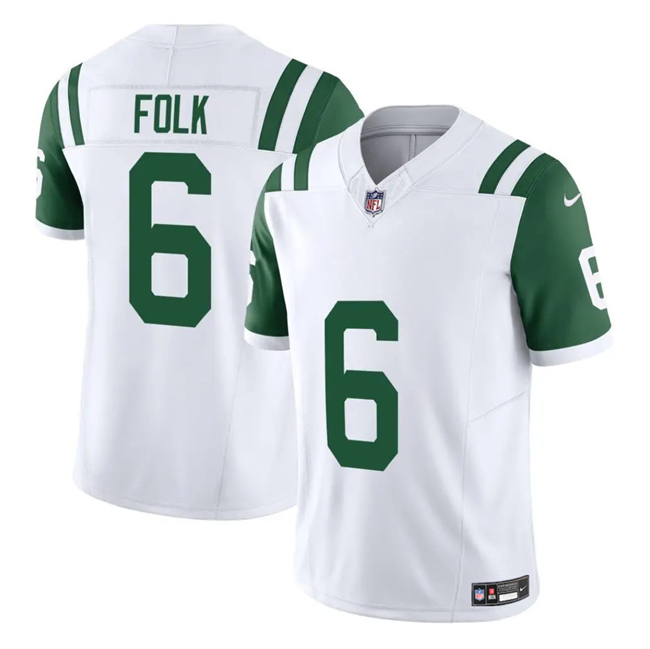 Personalized Men’s New York Jets #6 Nick Folk White 2025 F.U.S.E. Classic Alternate Untouchable Limited Stitched Jersey
