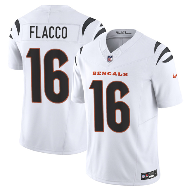 Personalized Men’s Cincinnati Bengals #16 Joe Flacco White 2025 F.U.S.E. Untouchable Limited Stitched Football Jersey
