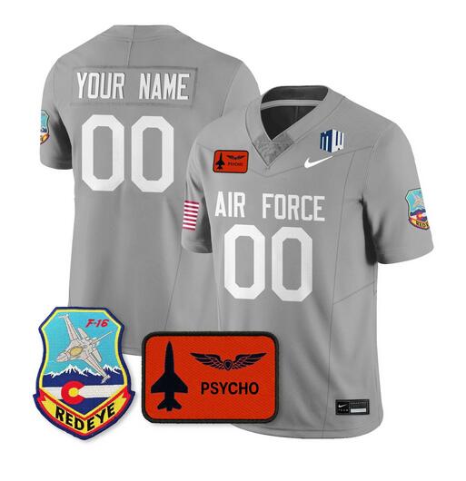Personalized Men’s Air Force Falcons Active Player Gray 2025 F.U.S.E. Honor F-16 Limited Stitched Jersey