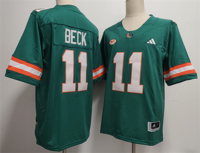 Personalized Men’s Miami Hurricanes #11 Carson Beck Aqua Stitched Football Jersey