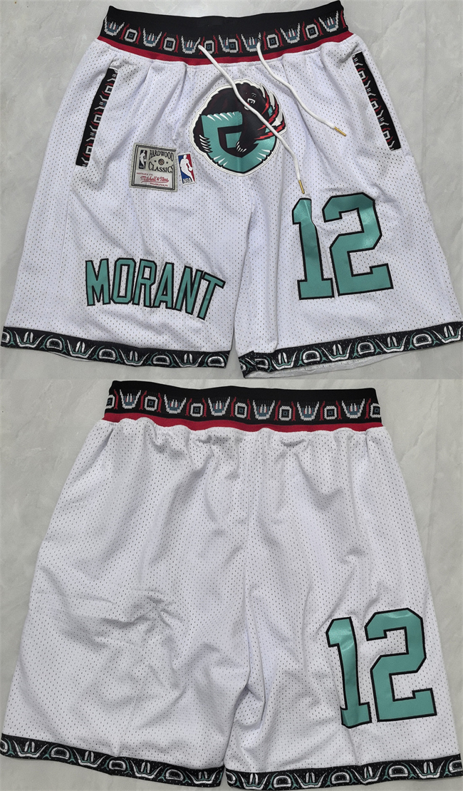 Personalized Men’s Memphis Grizzlies #12 Ja Morant White 2025 Shorts (Run Small)