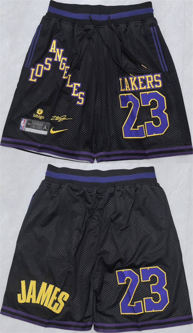 Personalized Men’s Los Angeles Lakers #23 LeBron James Black 2025 Shorts (Run Small)