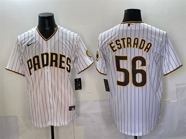 Personalized Men’s San Diego Padres #56 Jeremiah Estrada White Cool Base Stitched Baseball Jersey