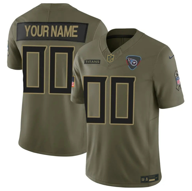 Personalized Men’s Tennessee Titans Active Player Olive 2025 F.U.S.E. Salute to Service Limited Stitched Football Jersey