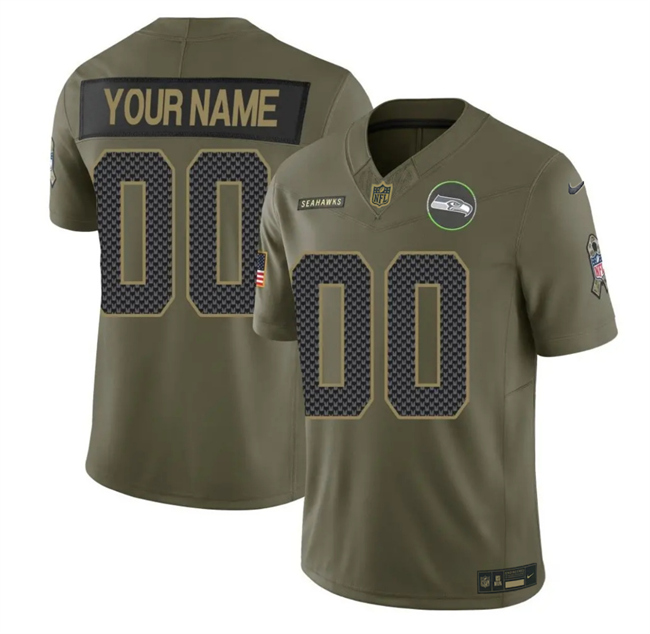 Personalized Youth Seattle Seahawks Active Player Olive 2025 F.U.S.E. Salute to Service Limited Stitched Football Jersey