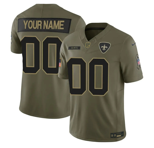 Personalized Youth New Orleans Saints Active Player Olive 2025 F.U.S.E. Salute to Service Limited Stitched Football Jersey
