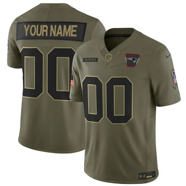 Personalized Men’s New England Patriots Active Player Olive 2025 F.U.S.E. Salute to Service Limited Stitched Football Jersey