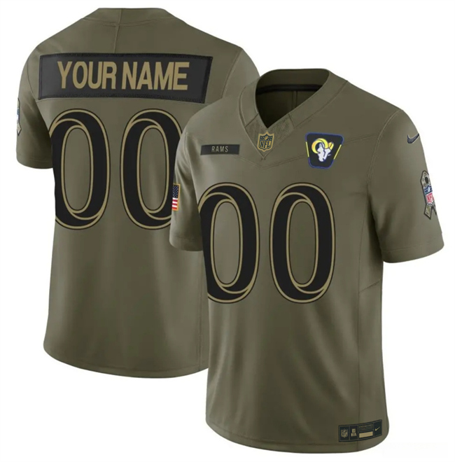 Personalized Men’s Los Angeles Rams Active Player Olive 2025 F.U.S.E. Salute to Service Limited Stitched Football Jersey