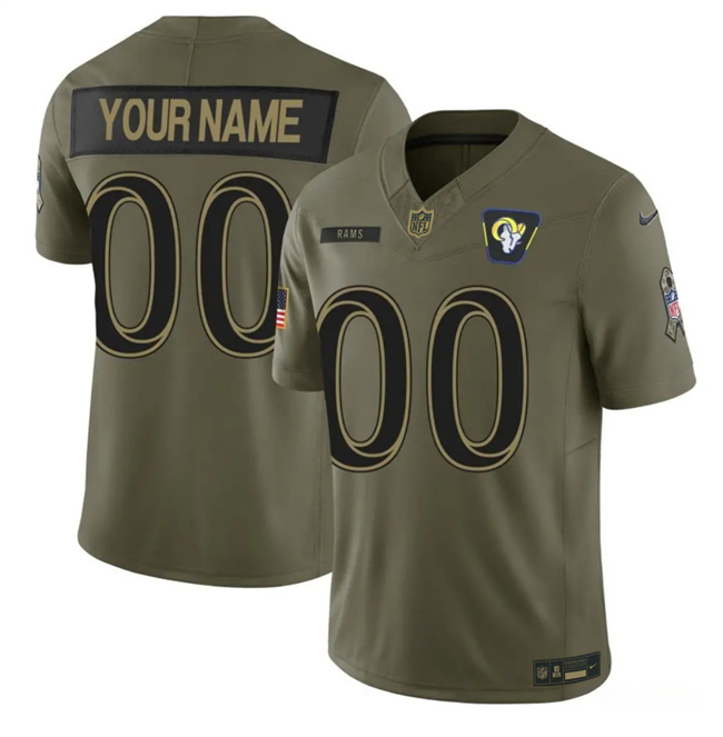 Personalized Youth Los Angeles Rams Active Player Olive 2025 F.U.S.E. Salute to Service Limited Stitched Football Jersey