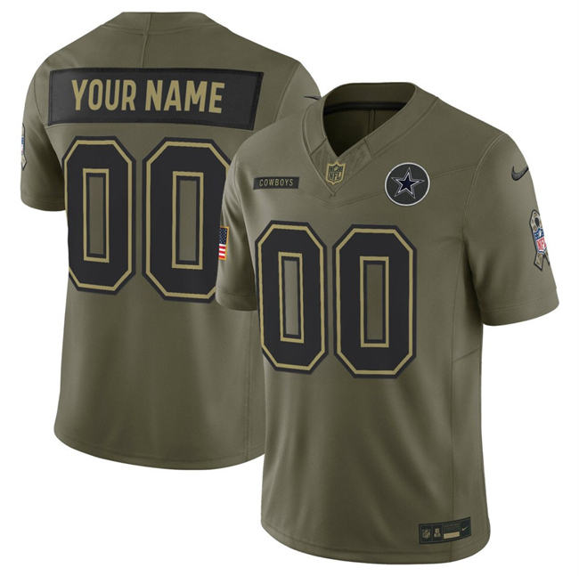 Personalized Youth Dallas Cowboys Active Player Olive 2025 F.U.S.E. Salute to Service Limited Stitched Football Jersey