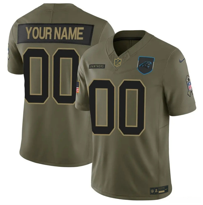 Personalized Men’s Carolina Panthers Active Player Olive 2025 F.U.S.E. Salute to Service Limited Stitched Football Jersey