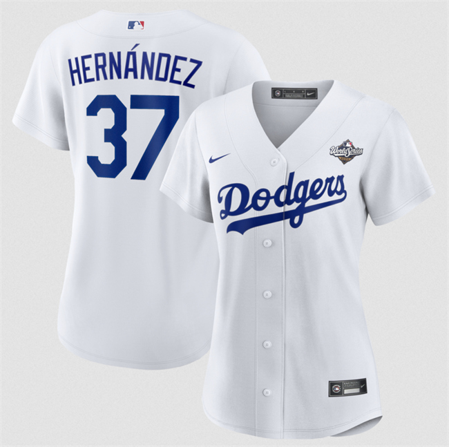 Personalized Women’s Los Angeles Dodgers #37 Teoscar Hernandez White 2025 World Series Home Cool Base Stitched Baseball Jersey(Run Small)
