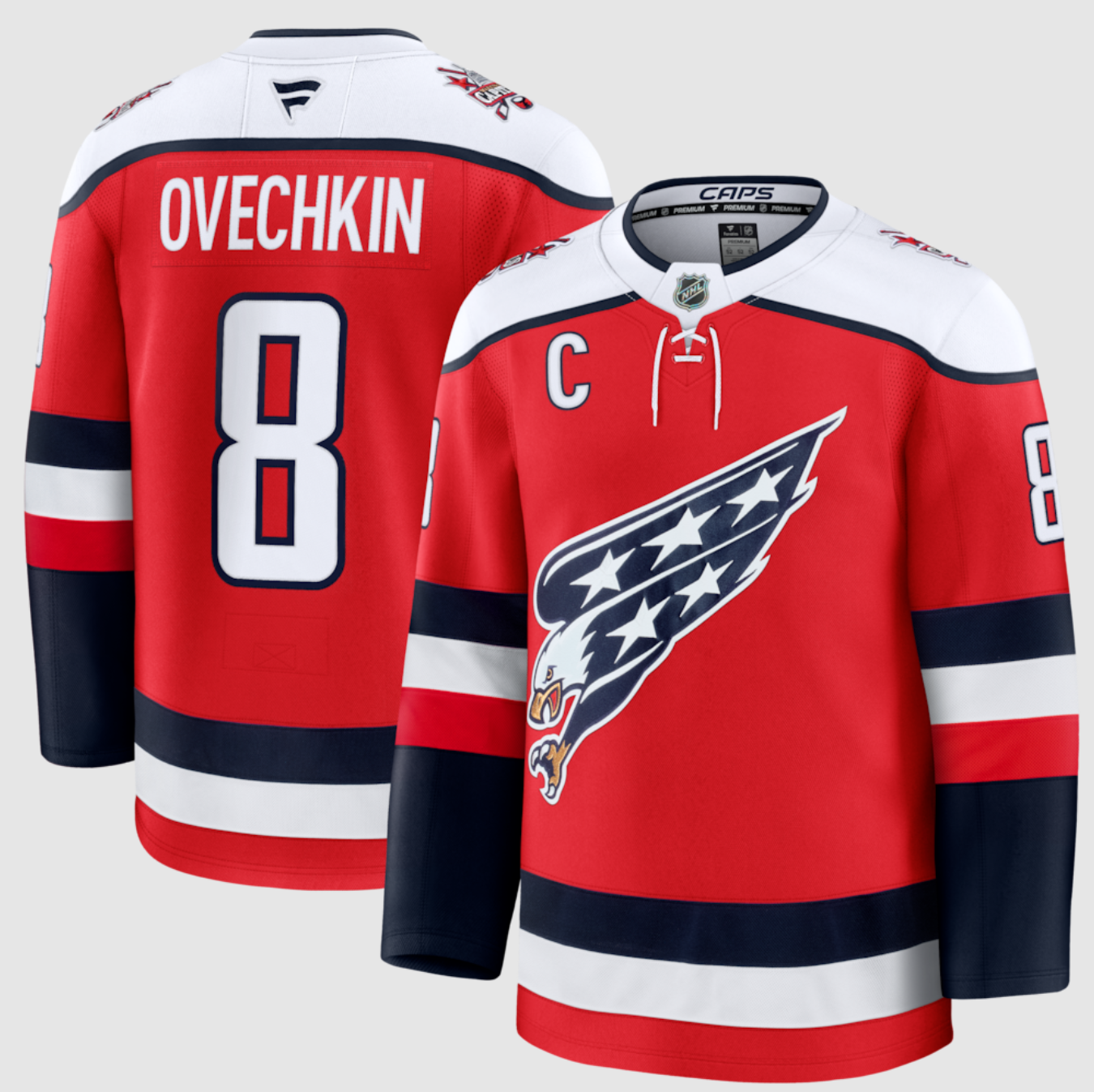 Personalized Men’s Washington Capitals #8 Alexander Ovechkin Red 2025-26 With C Patch Alternate Stitched Hockey Jersey