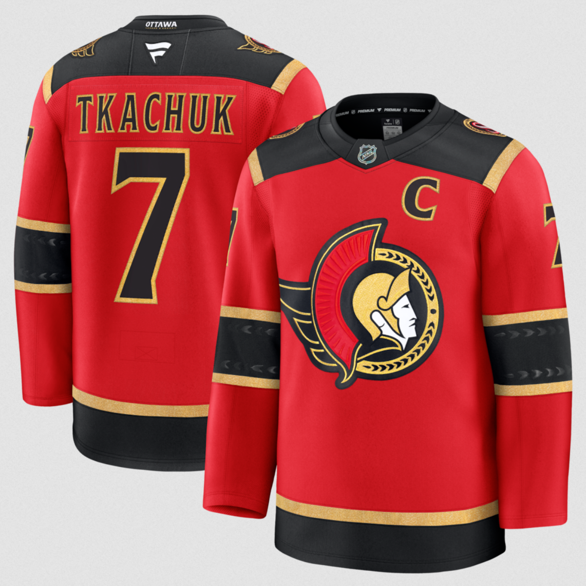 Personalized Men’s Ottawa Senators #7 Brady Tkachuk Red Alternate With C Patch Stitched Hockey Jersey