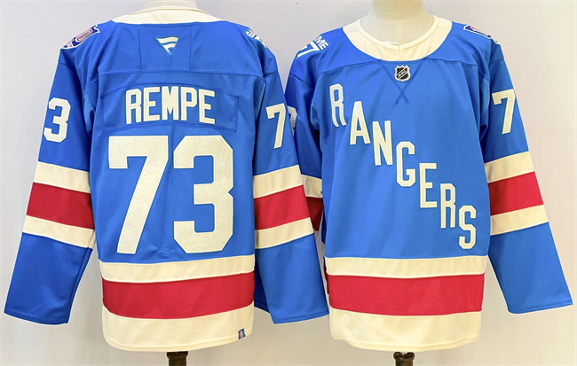 Personalized Men’s New York Rangers #73 Matt Rempe Blue 2025 Stitched Hockey Jersey