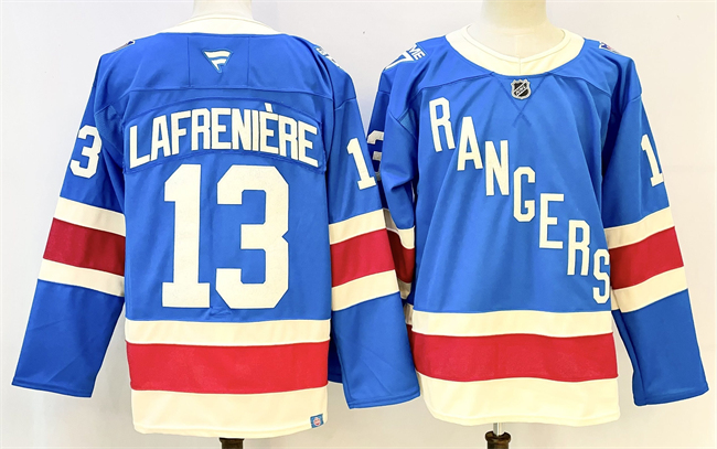 Personalized Men’s New York Rangers #13 Alexis Lafreniere Blue 2025 Stitched Hockey Jersey