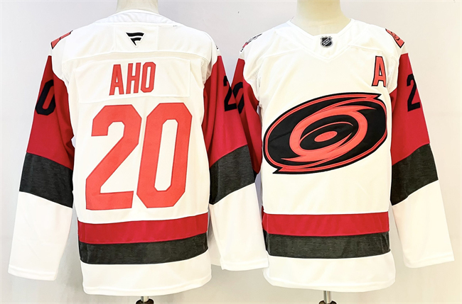 Personalized Men’s Carolina Hurricanes #20 Sebastian Aho White 2024-25 With A Patch Home Stitched Hockey Jersey