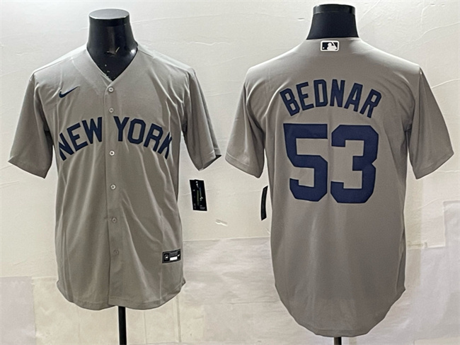 Personalized Men’s New York Yankees #53 David Bednar Grey Stitched Baseball Jersey