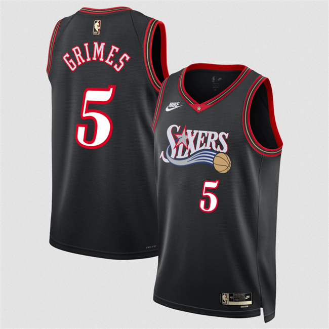 Personalized Men’s Philadelphia 76ers #5 Quentin Grimes Black 2025 Classic Edition Stitched Jersey