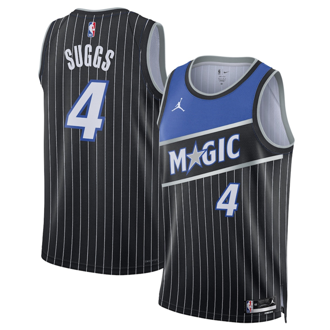 Personalized Men’s Orlando Magic #4 Jalen Suggs Black 2025 Statement Edition Stitched Basketball Jersey