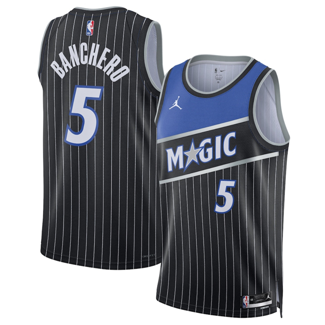 Personalized Men’s Orlando Magic #5 Paolo Banchero Black 2025 Statement Edition Stitched Basketball Jersey