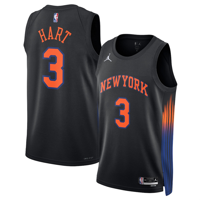 Personalized Men’s New Yok Knicks #3 Josh Hart Black 2025 Statement Edition Stitched Basketball Jersey
