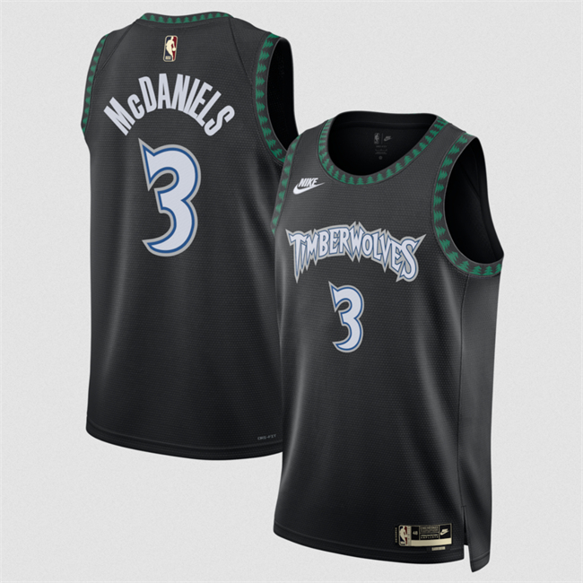 Personalized Men’s Minnesota Timberwolves #3 Jaden McDaniels Black 2025 Classic Edition Stitched Jersey