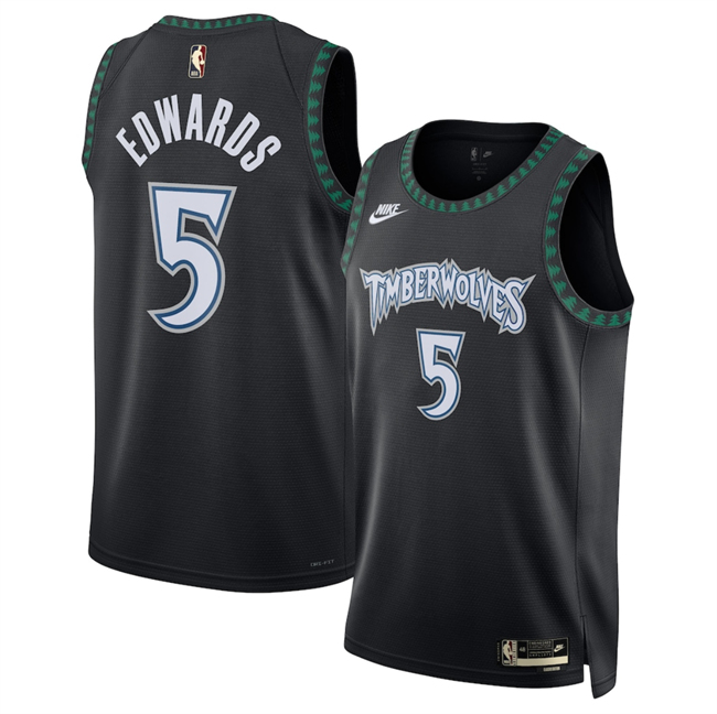 Personalized Men’s Minnesota Timberwolves #5 Anthony Edwards Anthony Edwards Black 2025 Classic Edition Stitched Jersey