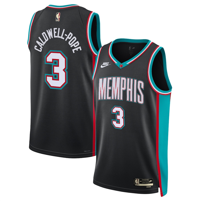 Personalized Men’s Memphis Grizzlies #3 Kentavious Caldwell-Pope Kentavious Caldwell-Pope Black 2025 Classic Edition Stitched Basketball Jersey