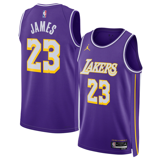 Personalized Men’s Los Angeles Lakers #23 LeBron James Purple 2025 Statement Edition Stitched Basketball Jersey