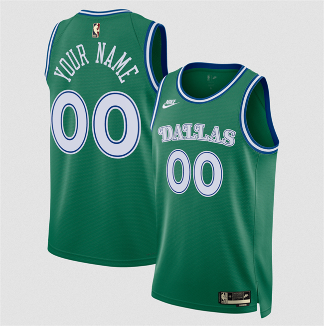 Personalized Men’s Dallas Mavericks Active Player Green 2025 Classic Edition Stitched Basketball Jersey