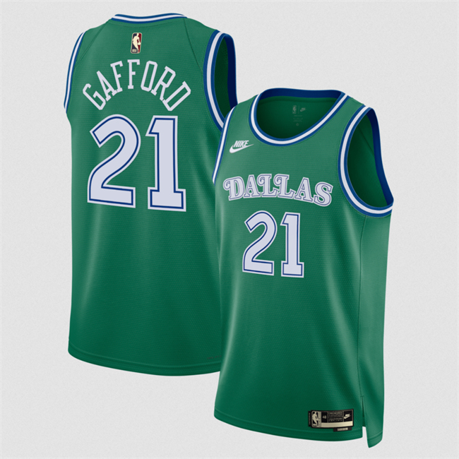 Personalized Men’s Dallas Mavericks #21 Daniel Gafford Green 2025 Classic Edition Stitched Basketball Jersey