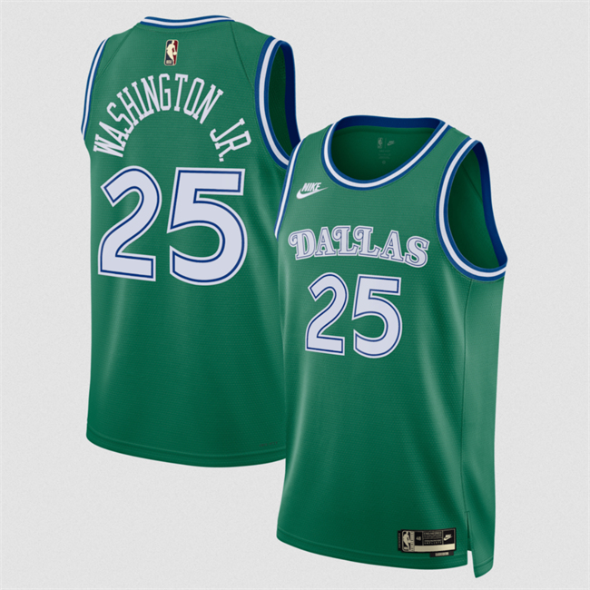 Personalized Men’s Dallas Mavericks #25 P.J. Washington Green 2025 Classic Edition Stitched Basketball Jersey